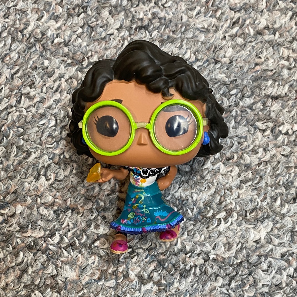 Funko Doll with Green Glasses and Blue Dress